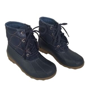 Sperry Navy Gold Quilted Port Boot Size 1M Girls Youth